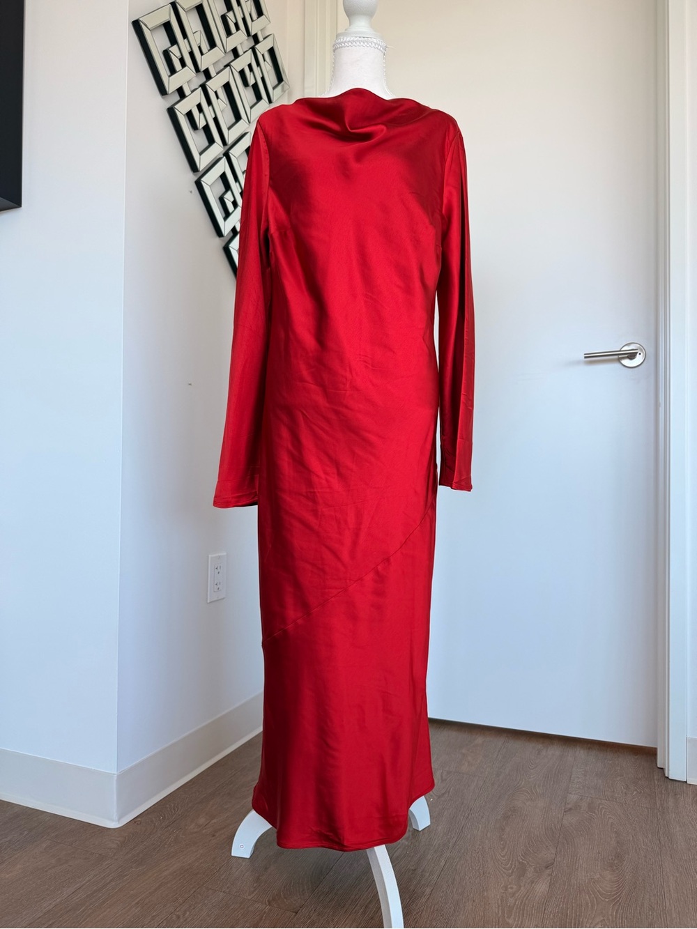 Elegant Long Sleeve Red Maxi Dress